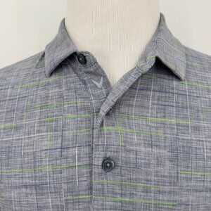 Callaway Men's Opti-Dri Golf Polo Shirt L Large Gray/Green Plaid